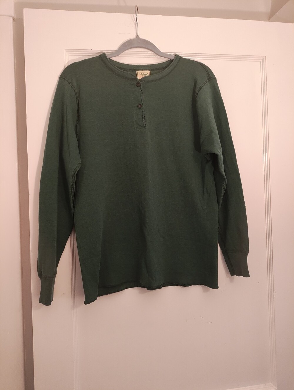 Vintage L.L.Bean Women's River Driver Shirt Discontinued Two Layer Green Henley